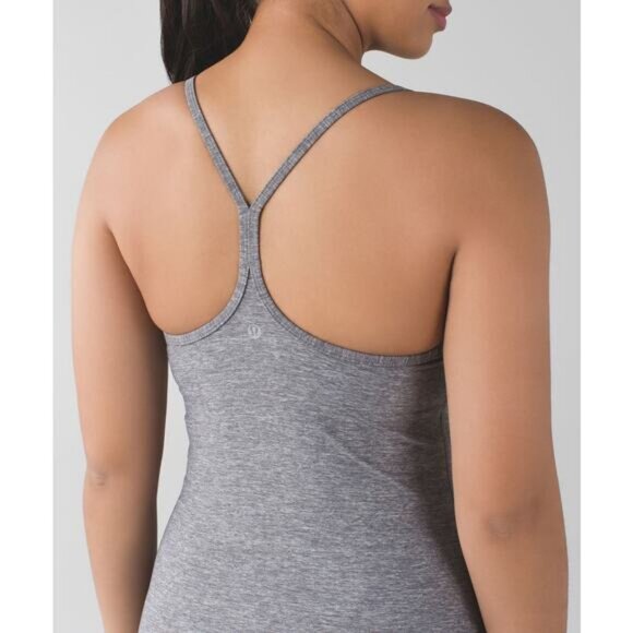 LULULEMON Power Y Tank Heathered Slate Size 6 - Picture 3 of 9